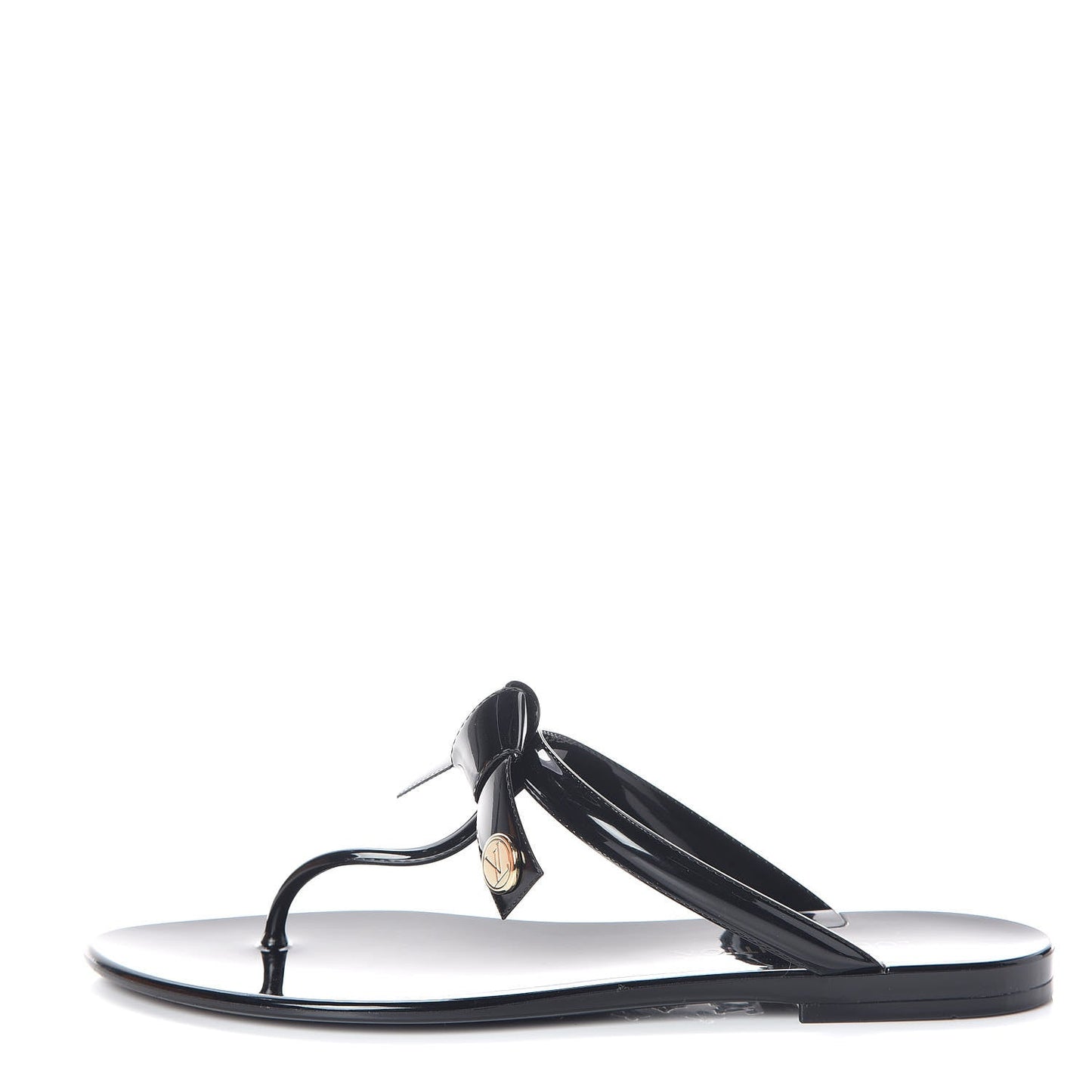 LOUIS VUITTON SHINY PATENT SEA STAR THONG SLIDE SANDALS