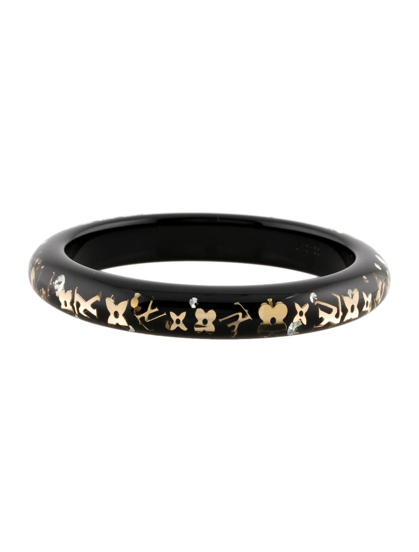 LOUIS VUITTON NARROW INCLUSION RESIN BANGLE BRACELET- BLACK