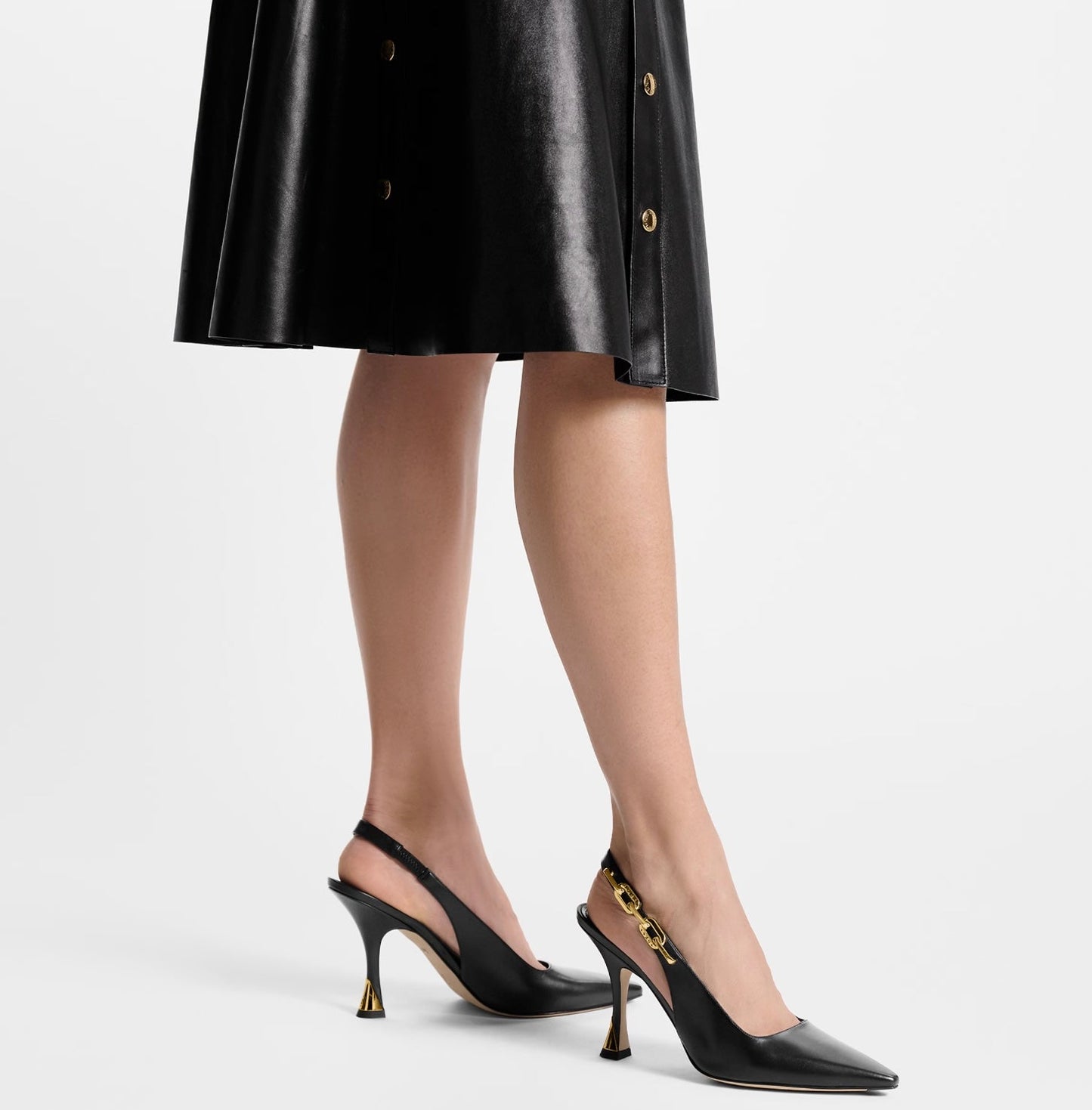 LOUIS VUITTON SPARKLE SLINGBACK CALFSKIN LEATHER PUMPS