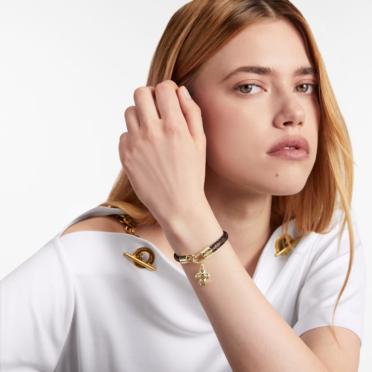 LOUIS VUITTON VIVIENNE MONOGRAM CHARM LEATHER BRACELET