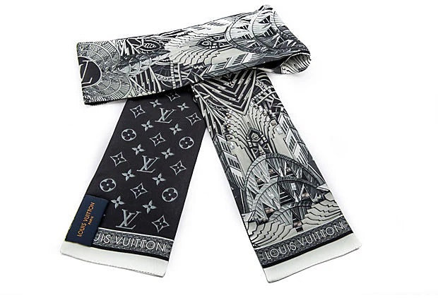 LOUIS VUITTON NY ART DECO MONOGRAM REVERSIBLE SILK SCARF