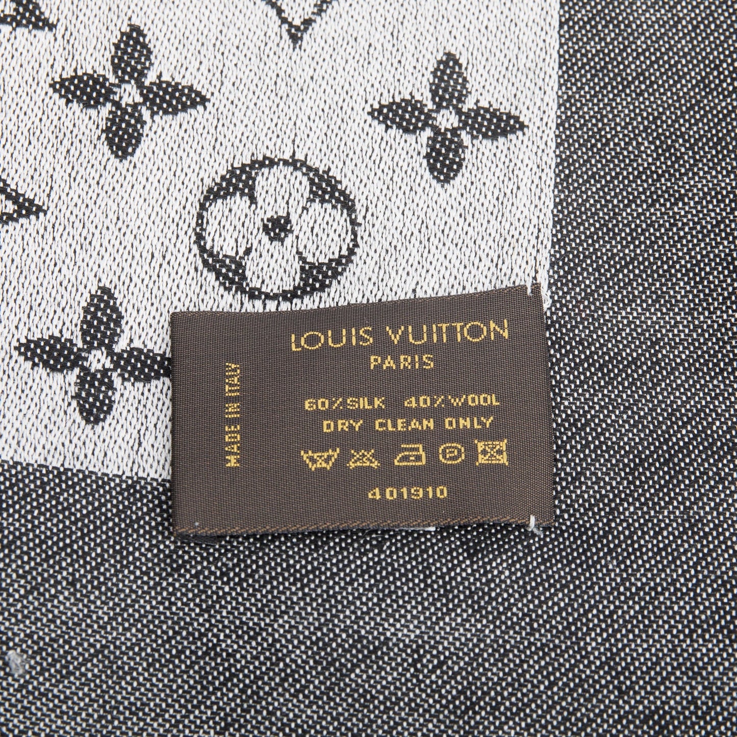 Louis Vuitton Grey Monogram Silk/Wool My Daily Denim Shawl Scarf