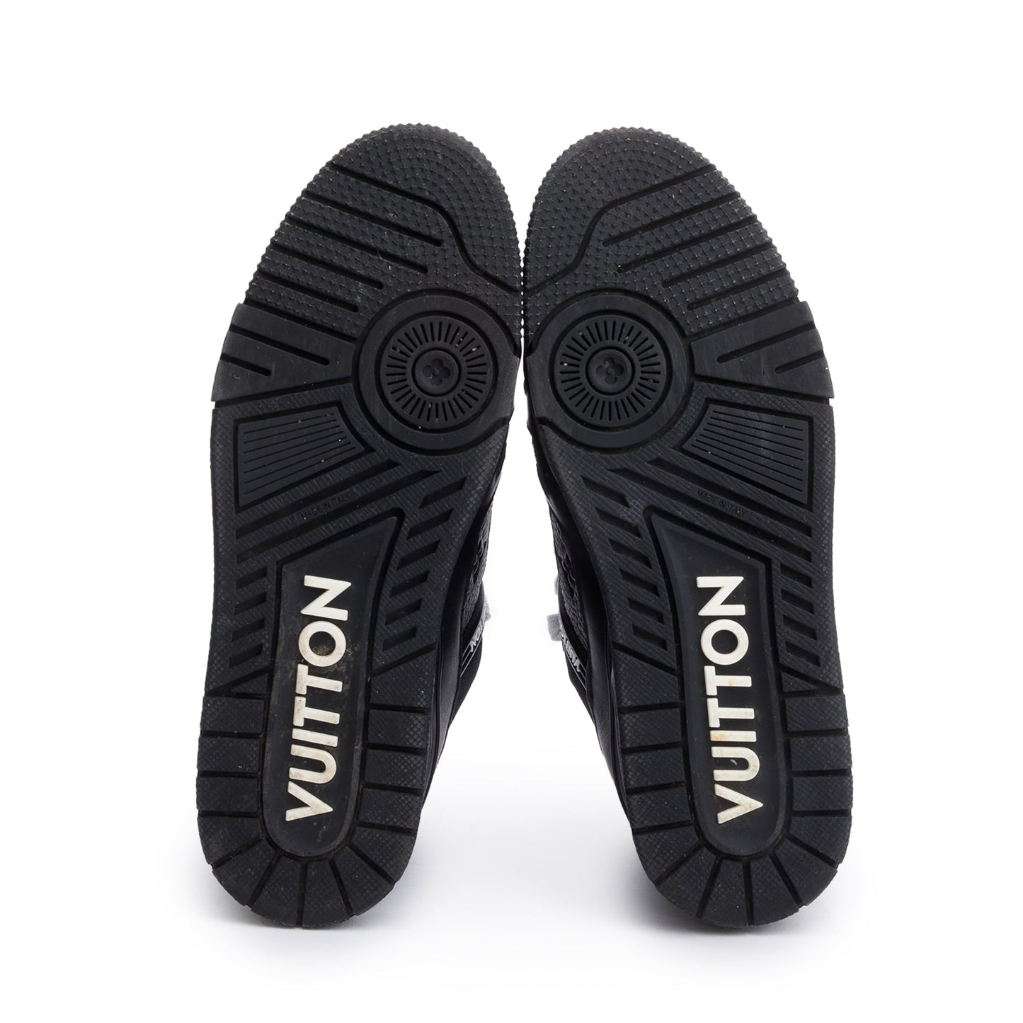 Louis Vuitton 2023 Black Embossed Calfskin Leather Trainer Sneakers, Men's Size 7.5