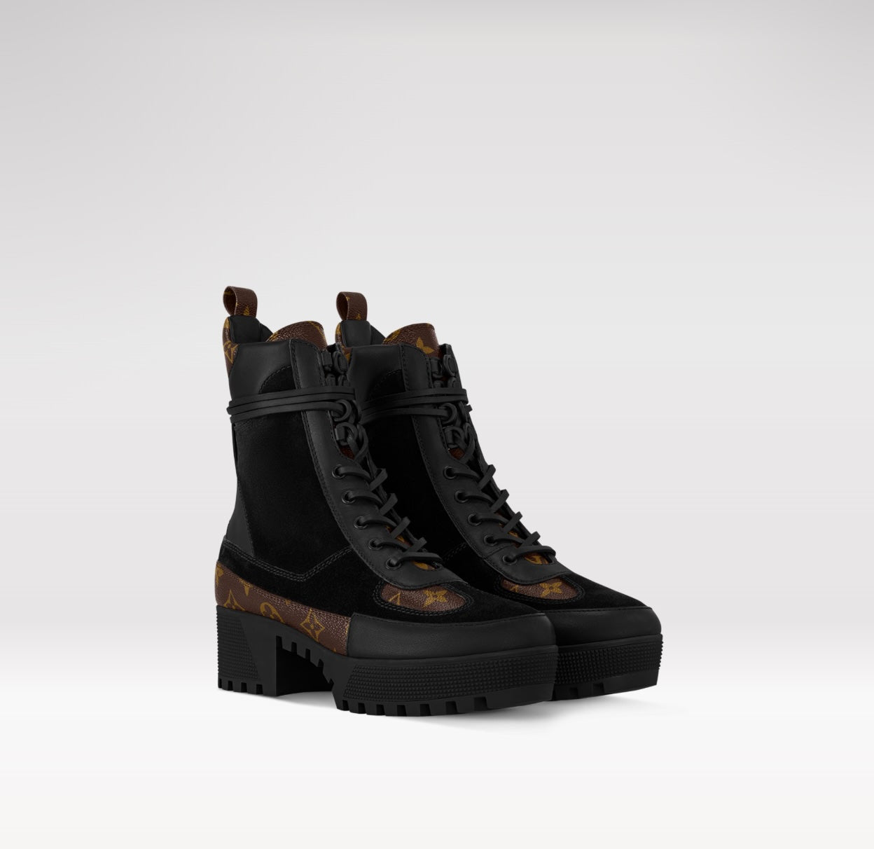 LOUIS VUITTON LAUREATE SUEDE LEATHER PLATFORM DESERT BOOTS
