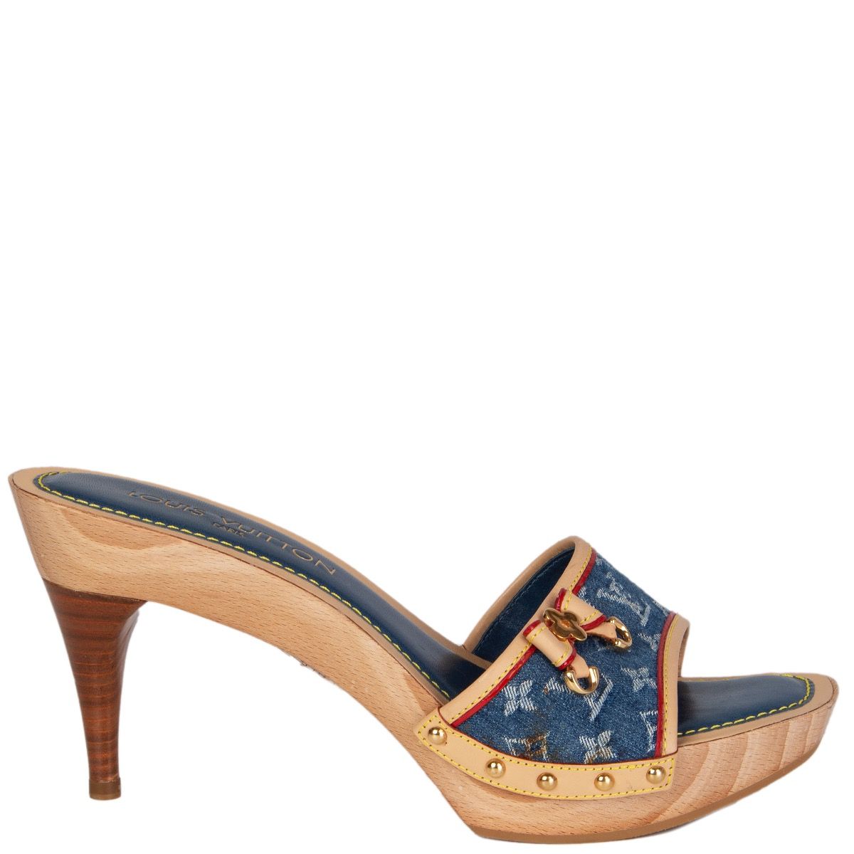 LOUIS VUITTON MONOGRAM DENIM PLATFORM MULES