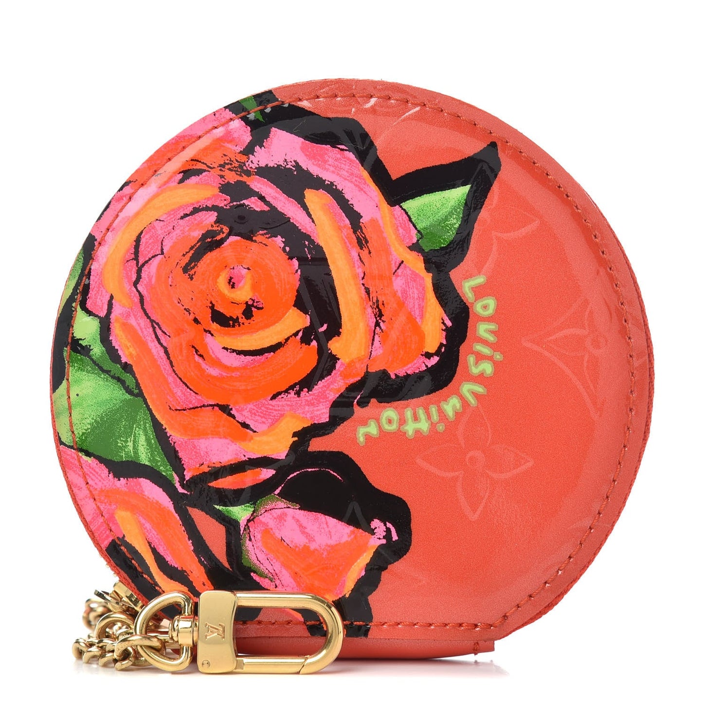 Louis Vuitton Vernis Roses Chapeau Coin Purse Orange Sunset