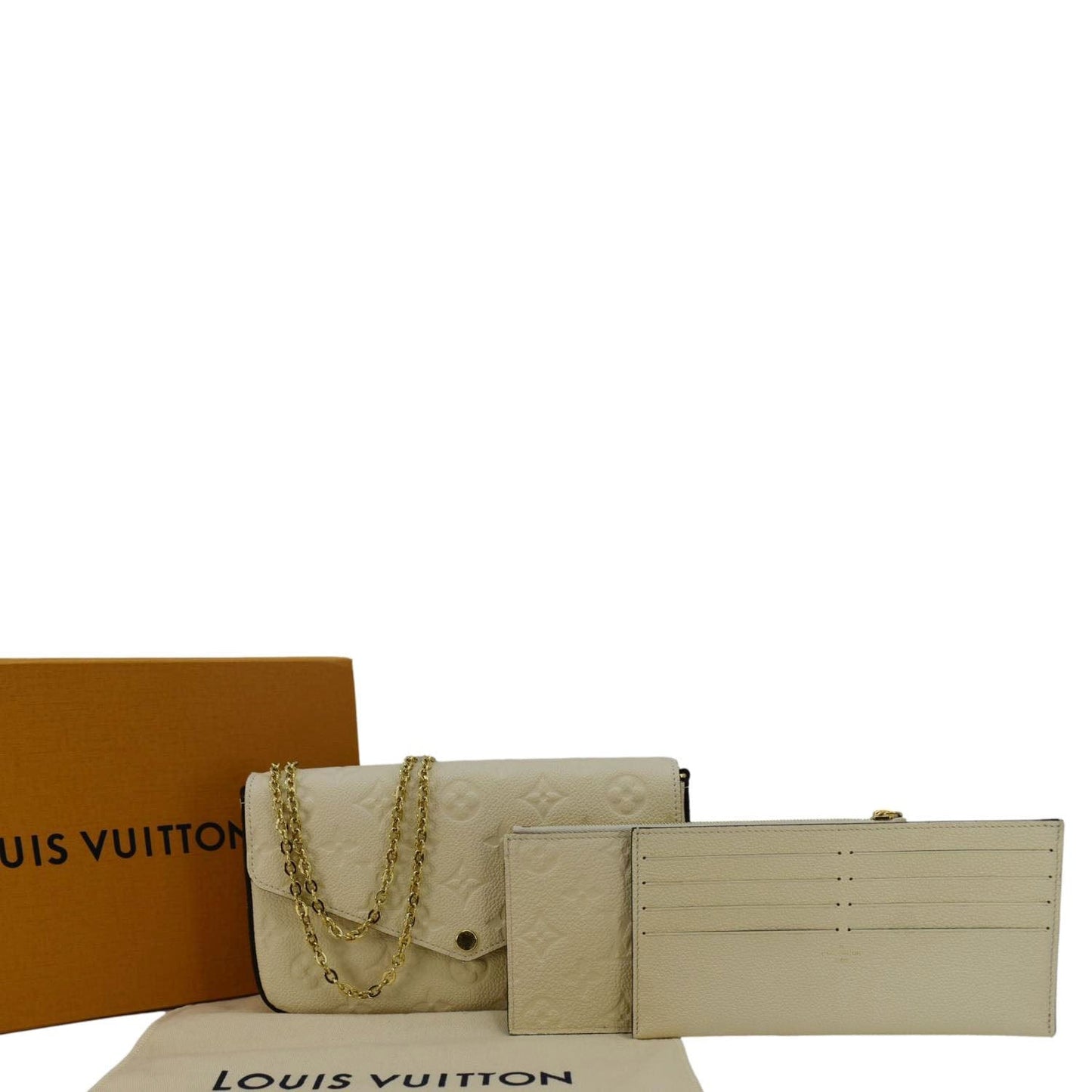 LOUIS VUITTON Felicie Pochette Empreinte Leather Crossbody Bag White