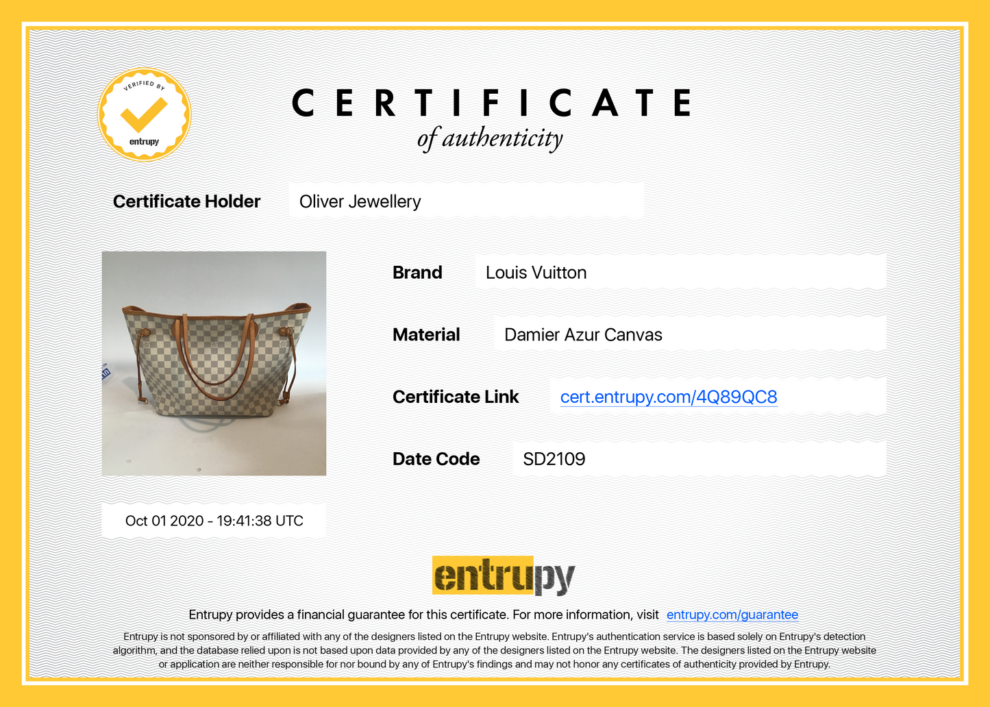 Louis Vuitton 2019 Damier Azur Neverfull MM