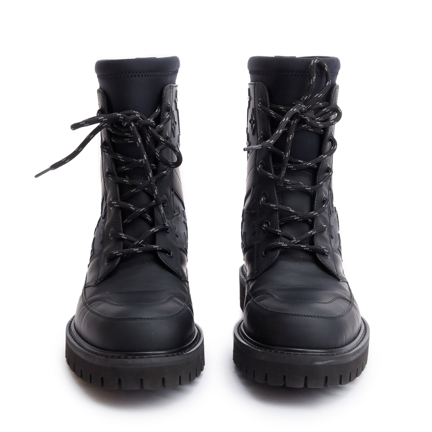 Louis Vuitton 2020 Black Monogram Embossed Rubber Landscape Ankle Boots, Size 6