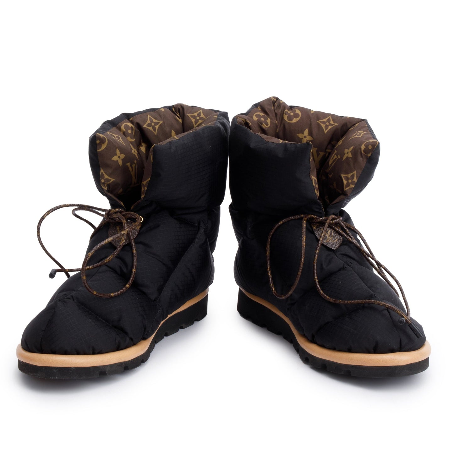 Louis Vuitton 2020 Black Nylon Lace-Up Pillow Comfort Ankle Boots, Size 39