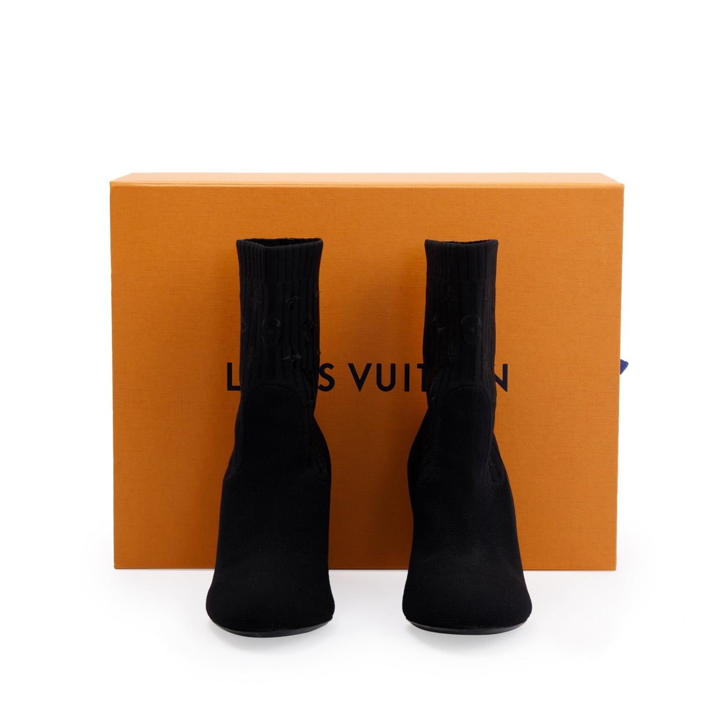 Louis Vuitton 2020 Black Stretch Textile and Monogram Silhouette Ankle Boots, Size 37