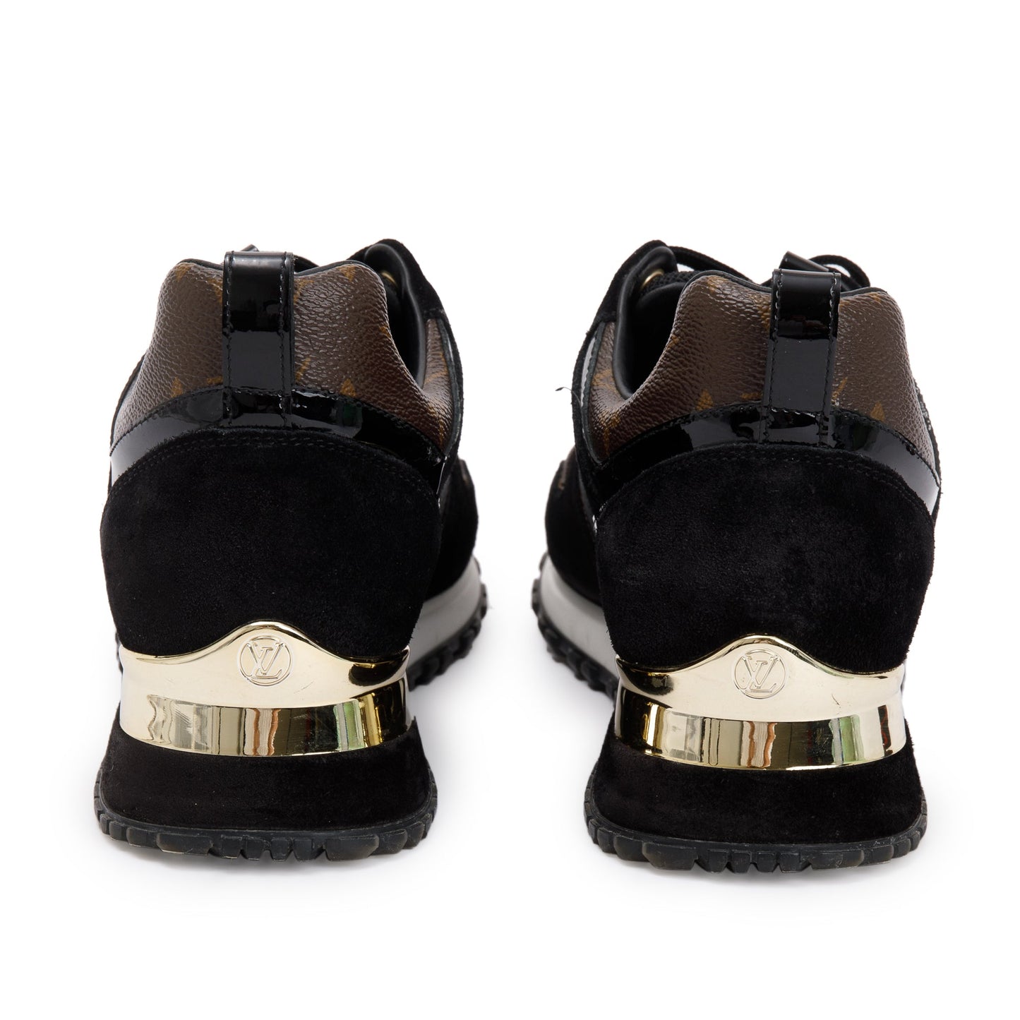 Louis Vuitton 2020 Black Suede Monogram Run Away Sneakers, Size 37