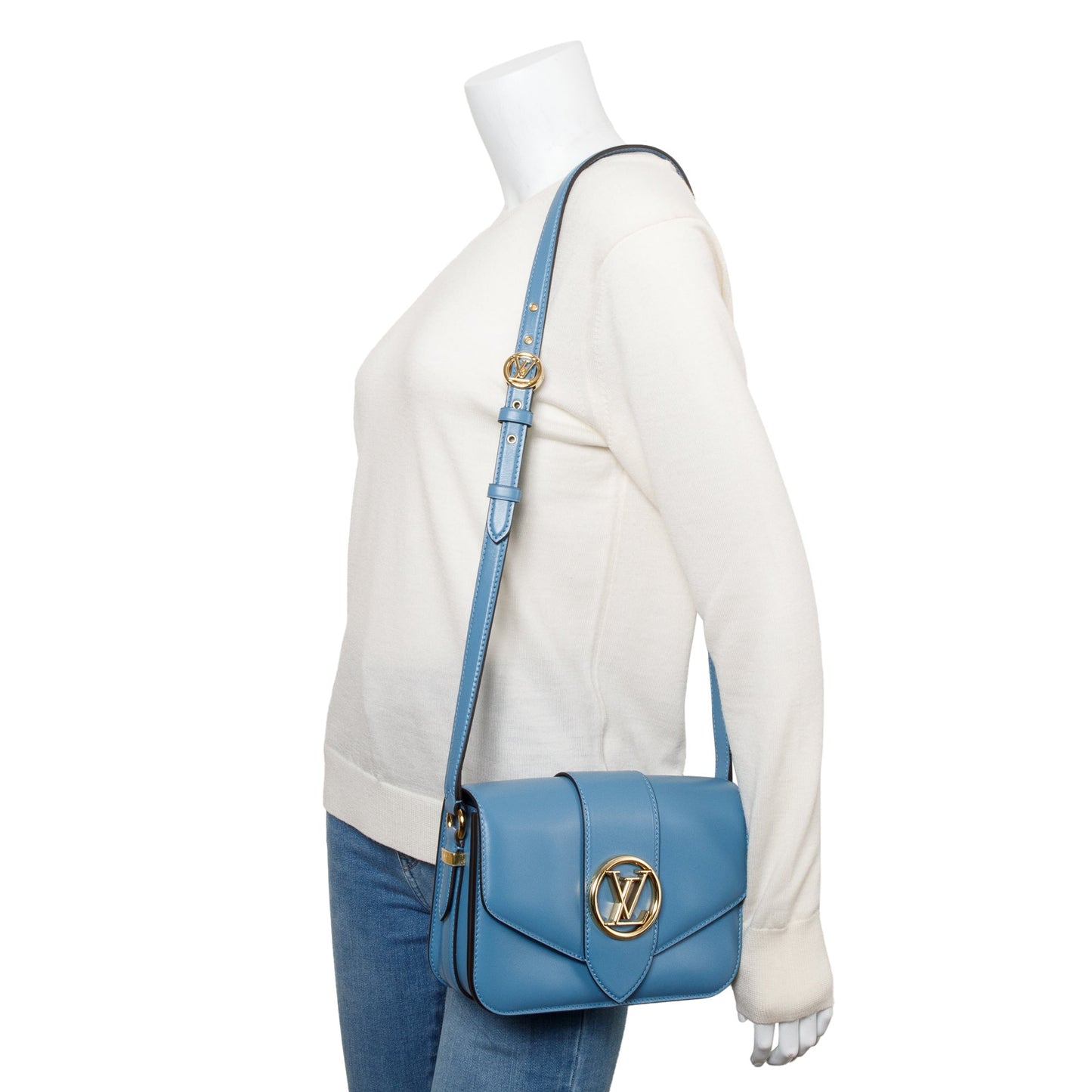 Louis Vuitton 2020 Blue Calfskin Leather LV Pont 9