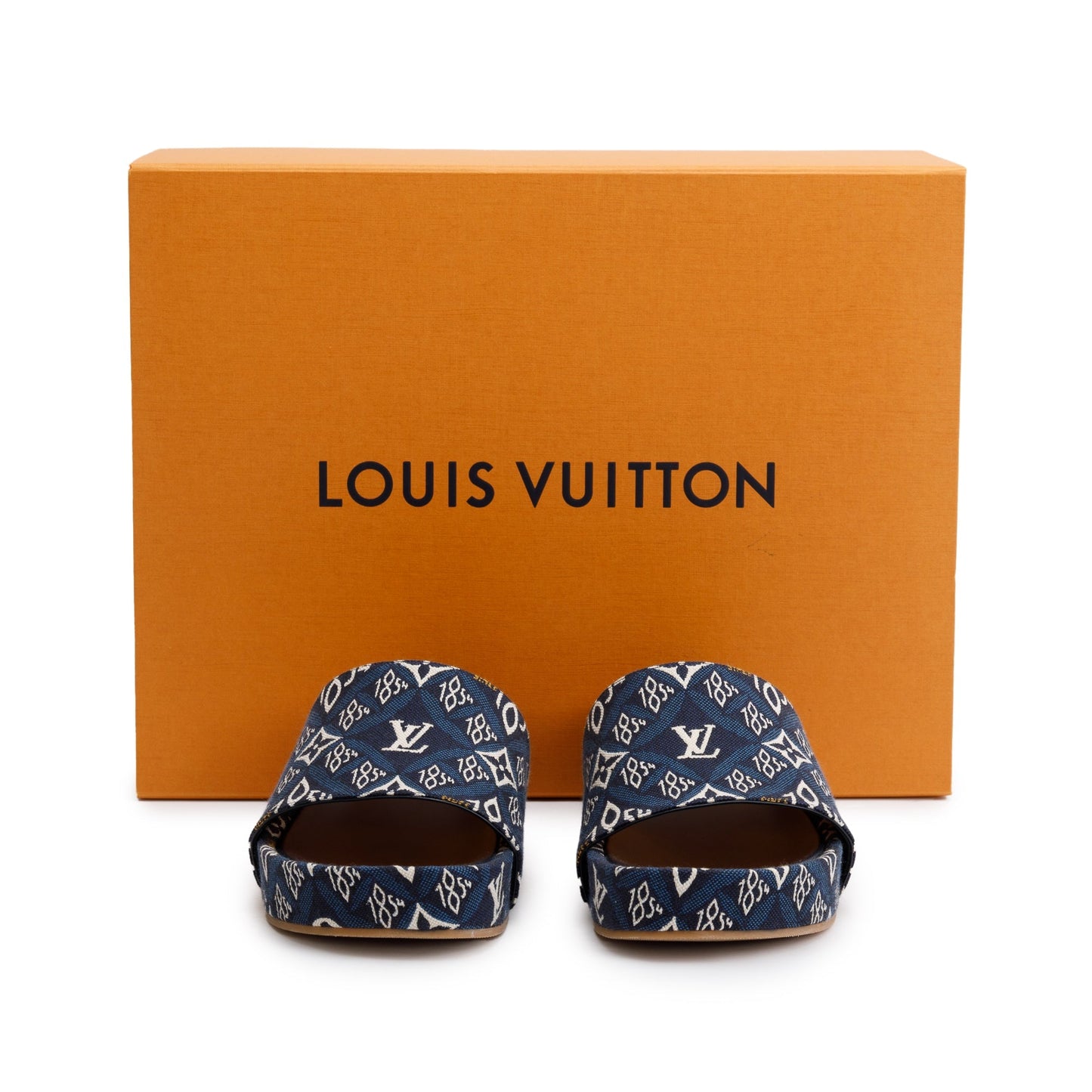 Louis Vuitton 2020 Blue Jacquard Canvas Since 1854 Jumbo Flatform Mule, Size 39