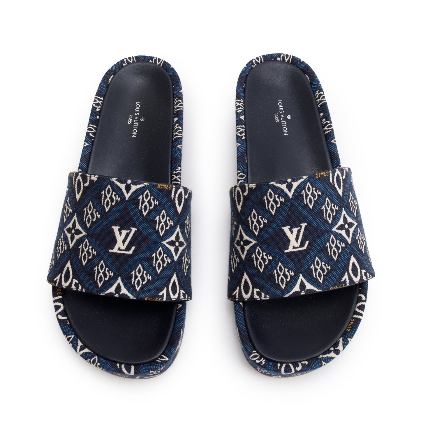 Louis Vuitton 2020 Blue Jacquard Canvas Since 1854 Jumbo Flatform Mule, Size 39