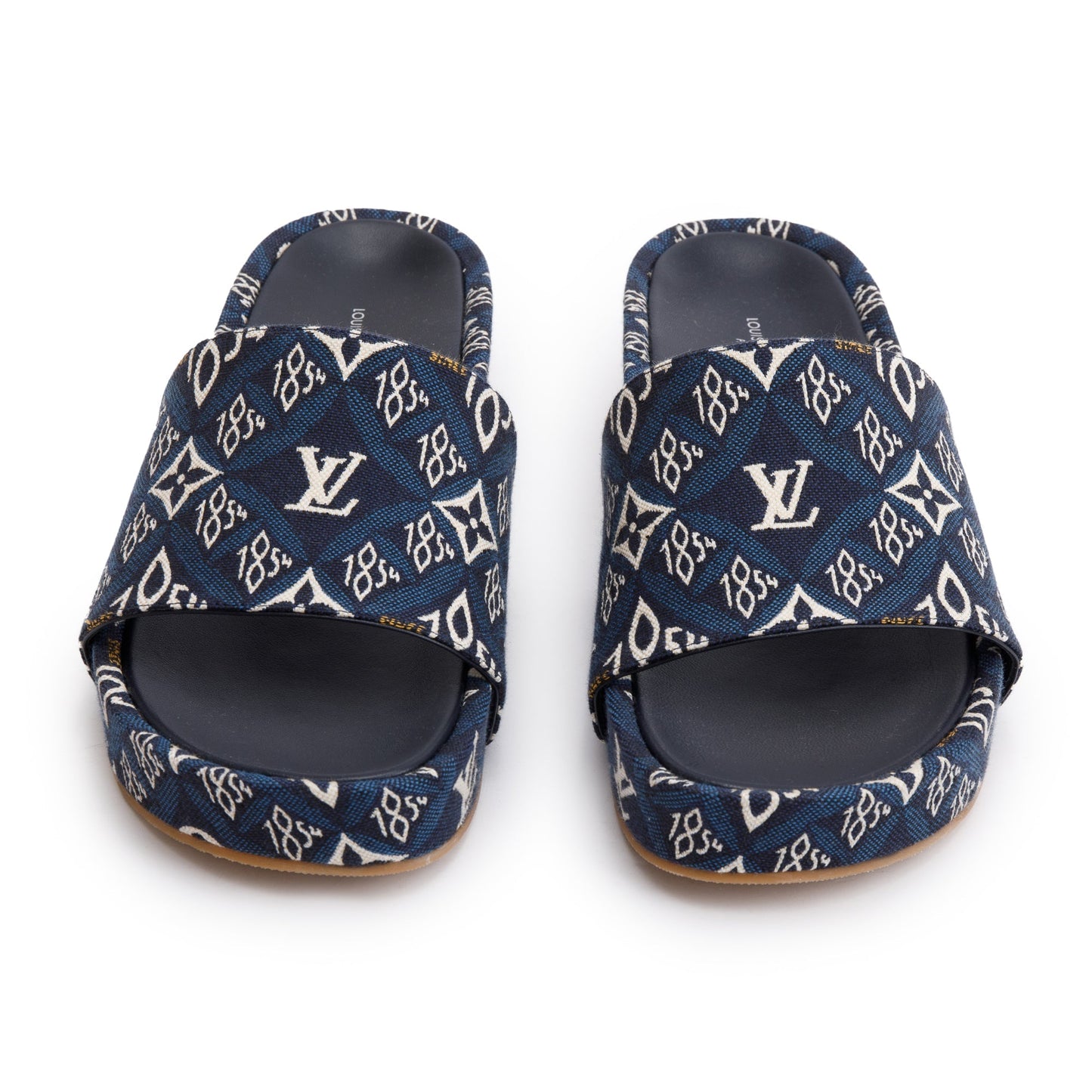 Louis Vuitton 2020 Blue Jacquard Canvas Since 1854 Jumbo Flatform Mule, Size 39