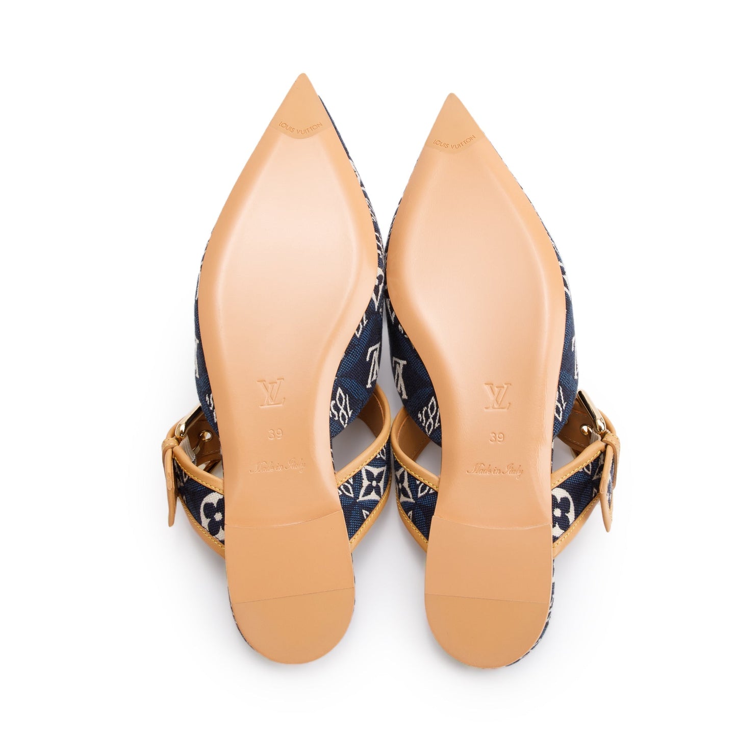 Louis Vuitton 2020 Blue Jacquard Canvas Since 1854 Sofia Flat Mules, Size 39