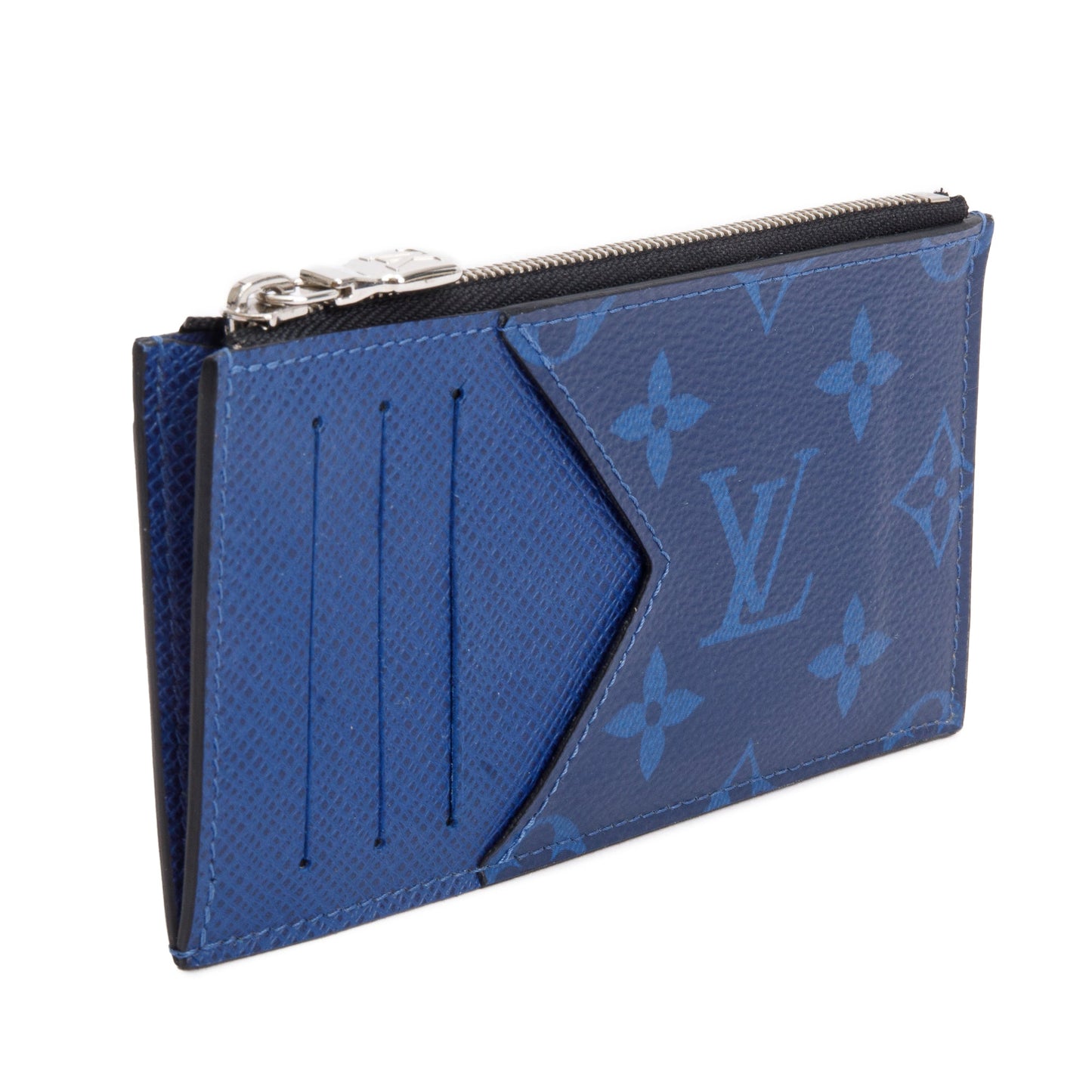 Louis Vuitton 2020 Cobalt Blue Monogram & Taigarama Leather Coin Card Holder