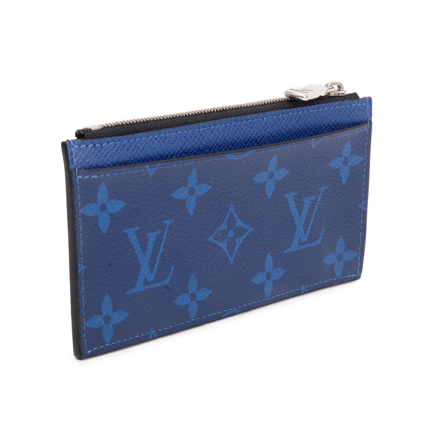 Louis Vuitton 2020 Cobalt Blue Monogram & Taigarama Leather Coin Card Holder