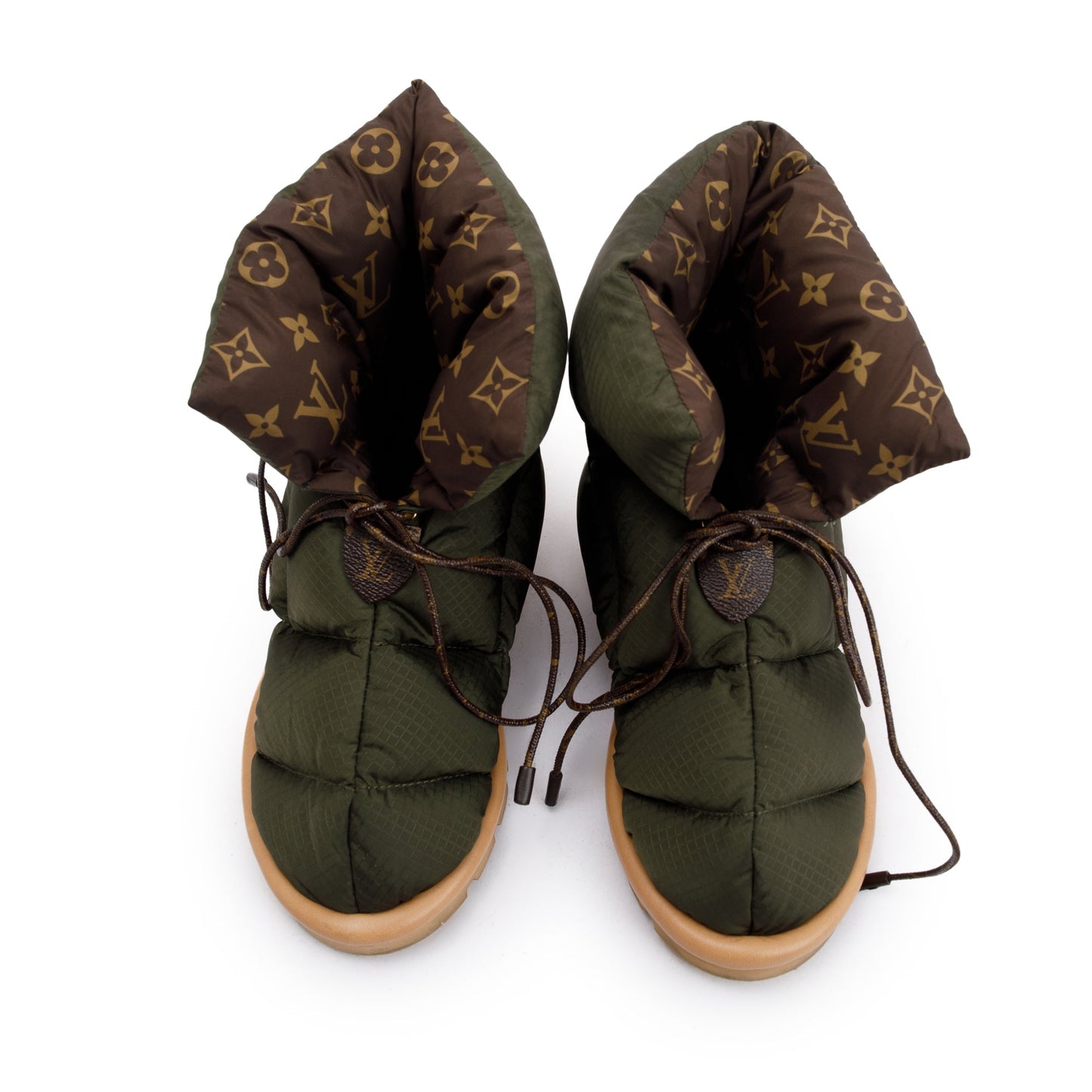 Louis Vuitton 2020 Green Nylon Lace-Up Pillow Comfort Ankle Boots, Size 37