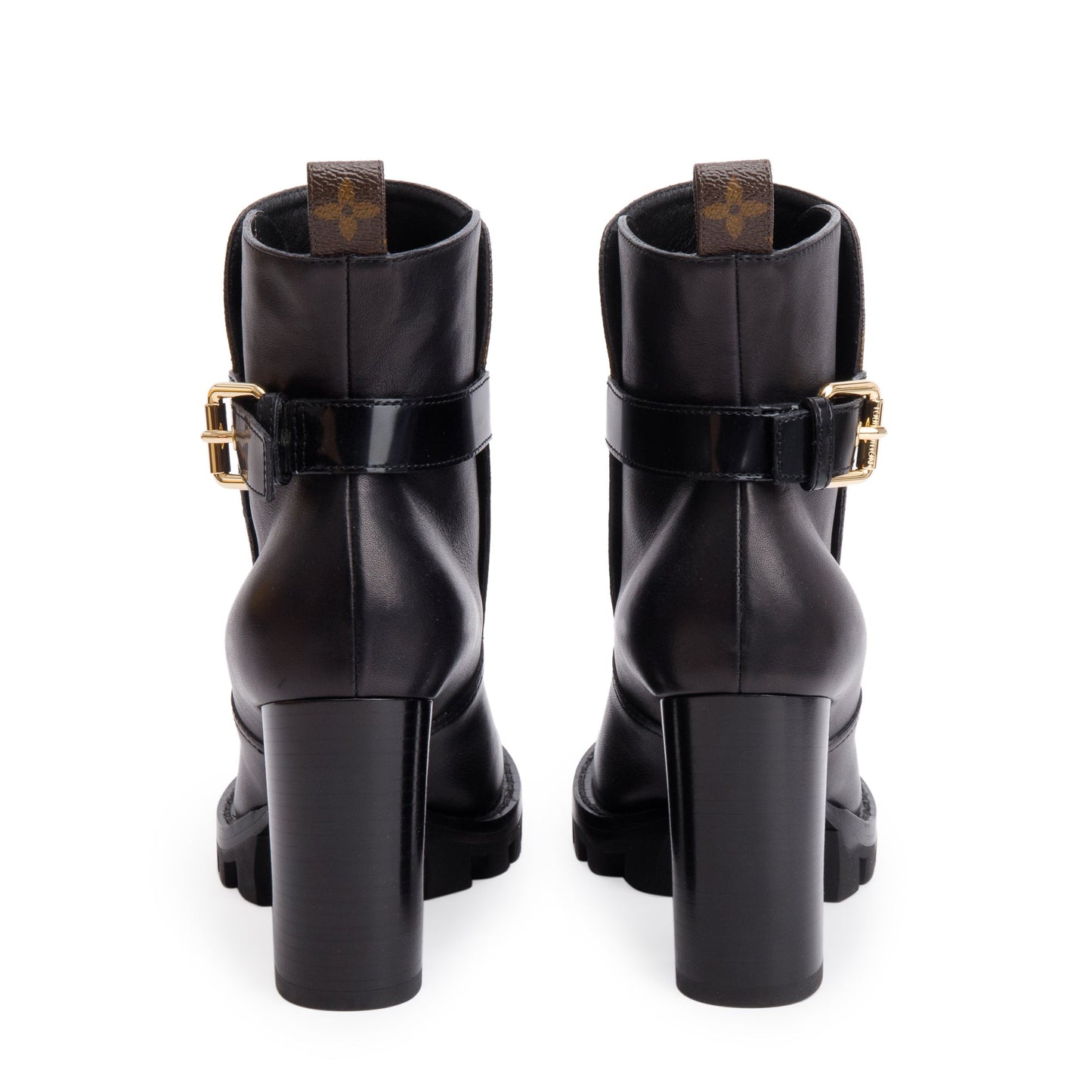Louis Vuitton 2020 Monogram Black Leather Star Trail Combat Boots, Size 36.5