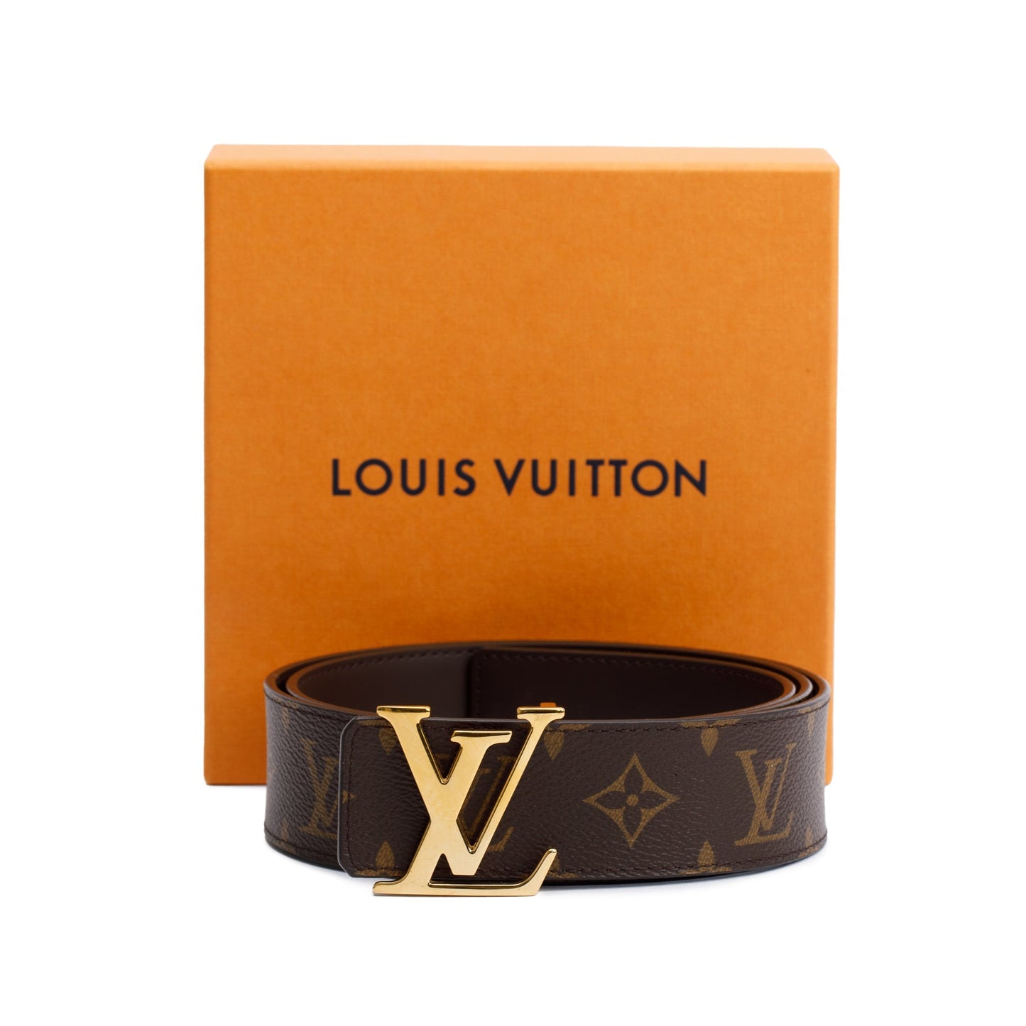 Louis Vuitton 2020 Monogram Canvas & Brown Leather LV Initiales 40 MM Reversible Belt, Size 95 38