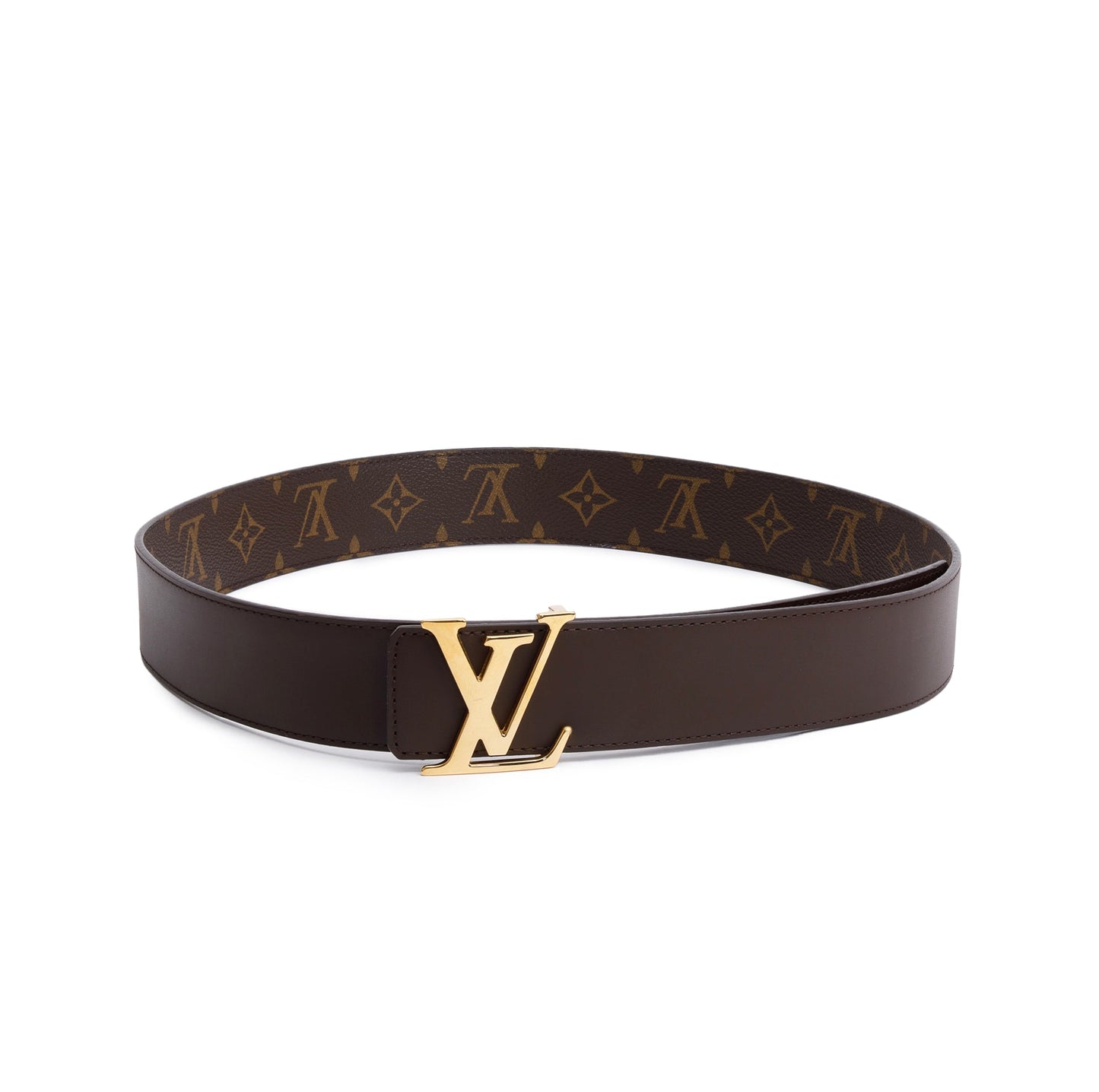 Louis Vuitton 2020 Monogram Canvas & Brown Leather LV Initiales 40 MM Reversible Belt, Size 95 38