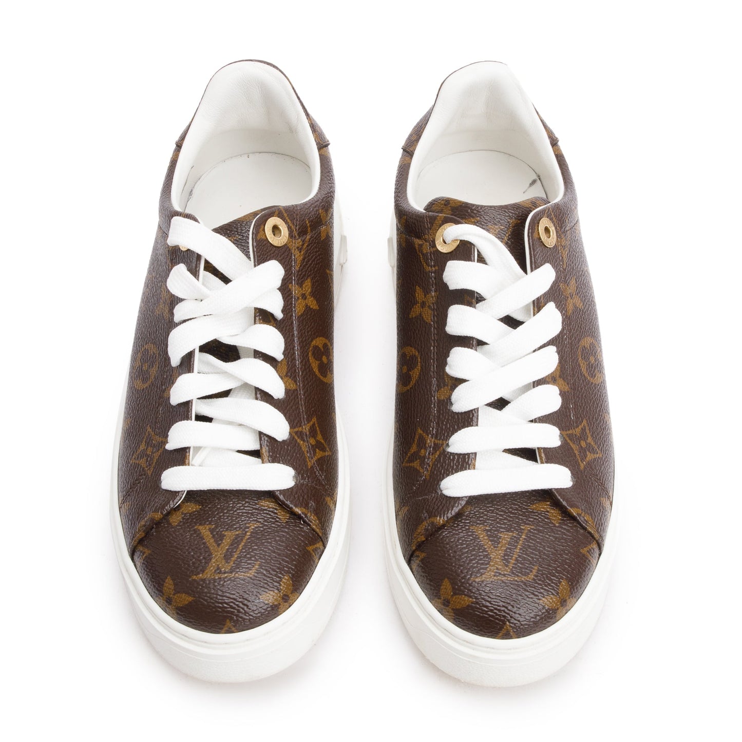 Louis Vuitton 2020 Monogram Time Out Sneakers, Size 38.5