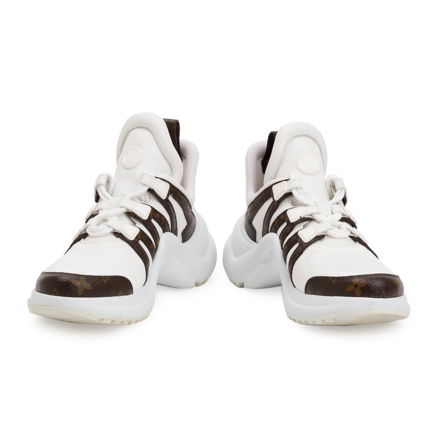 Louis Vuitton 2020 Monogram Trim White LV Archlight Sneakers, Size 38