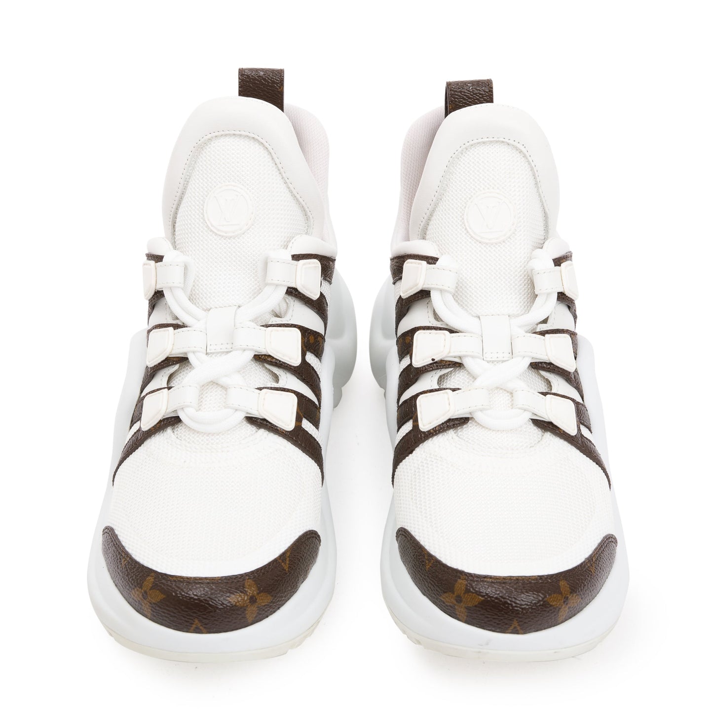 Louis Vuitton 2020 Monogram Trim White LV Archlight Sneakers, Size 38