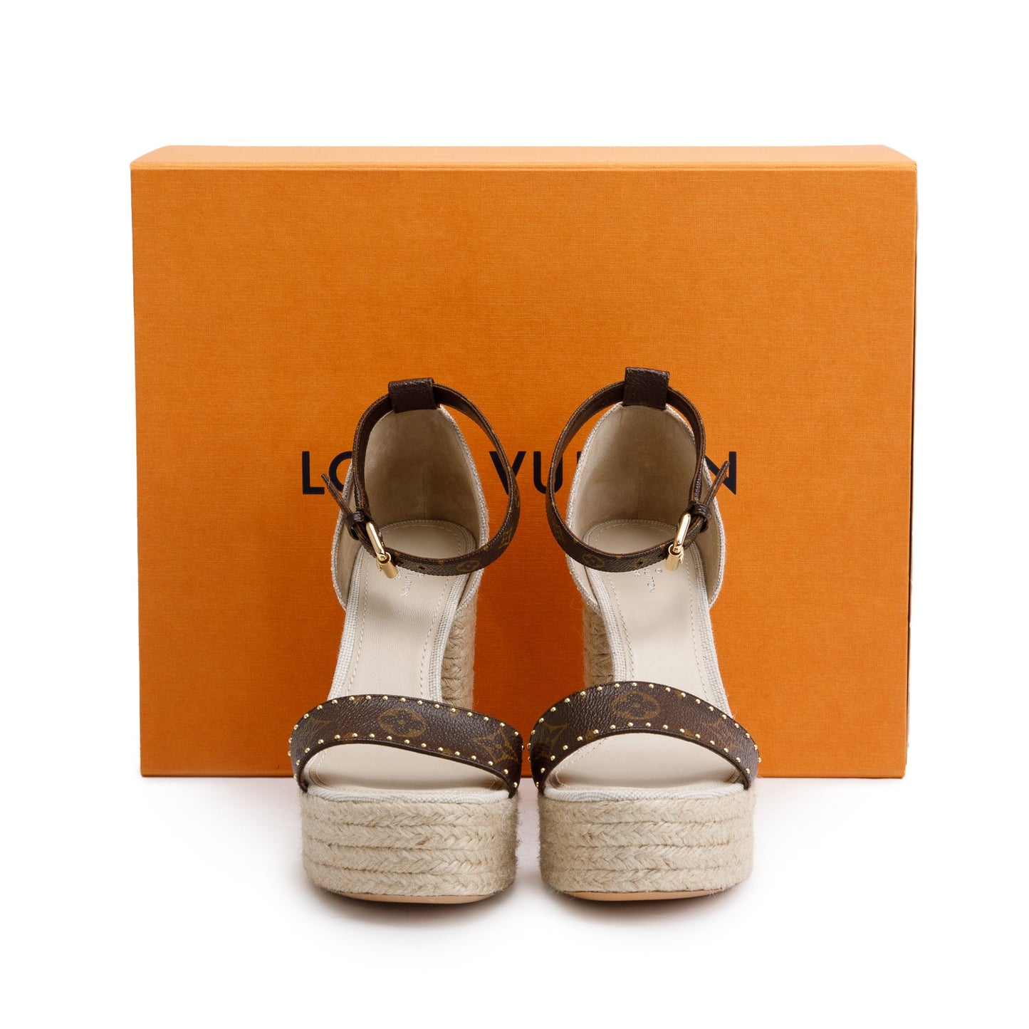 Louis Vuitton 2020 Monogram/Beige Canvas Coastline Wedge Espadrille Sandals, Size 39