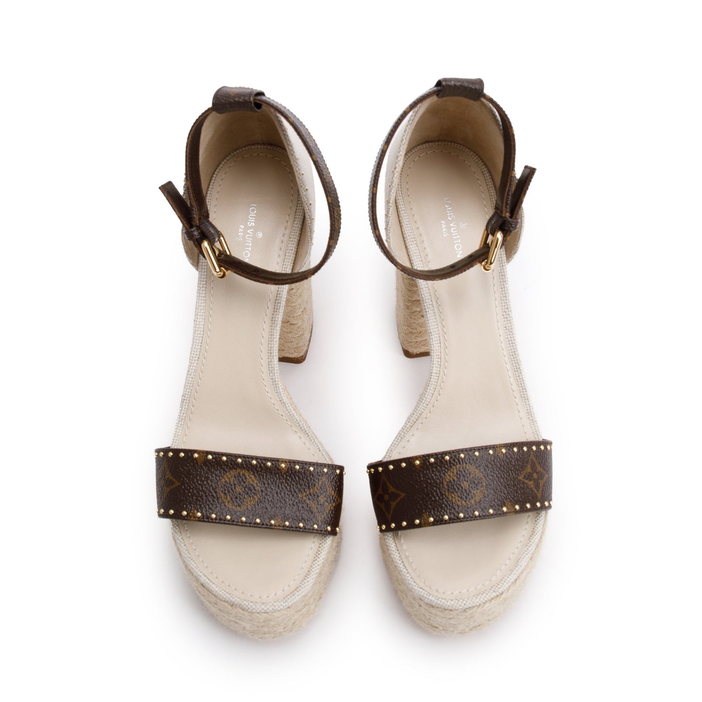 Louis Vuitton 2020 Monogram/Beige Canvas Coastline Wedge Espadrille Sandals, Size 39