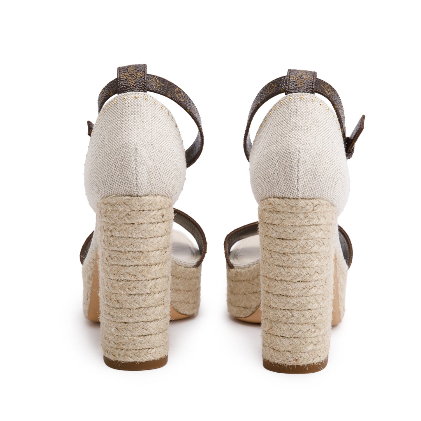 Louis Vuitton 2020 Monogram/Beige Canvas Coastline Wedge Espadrille Sandals, Size 39