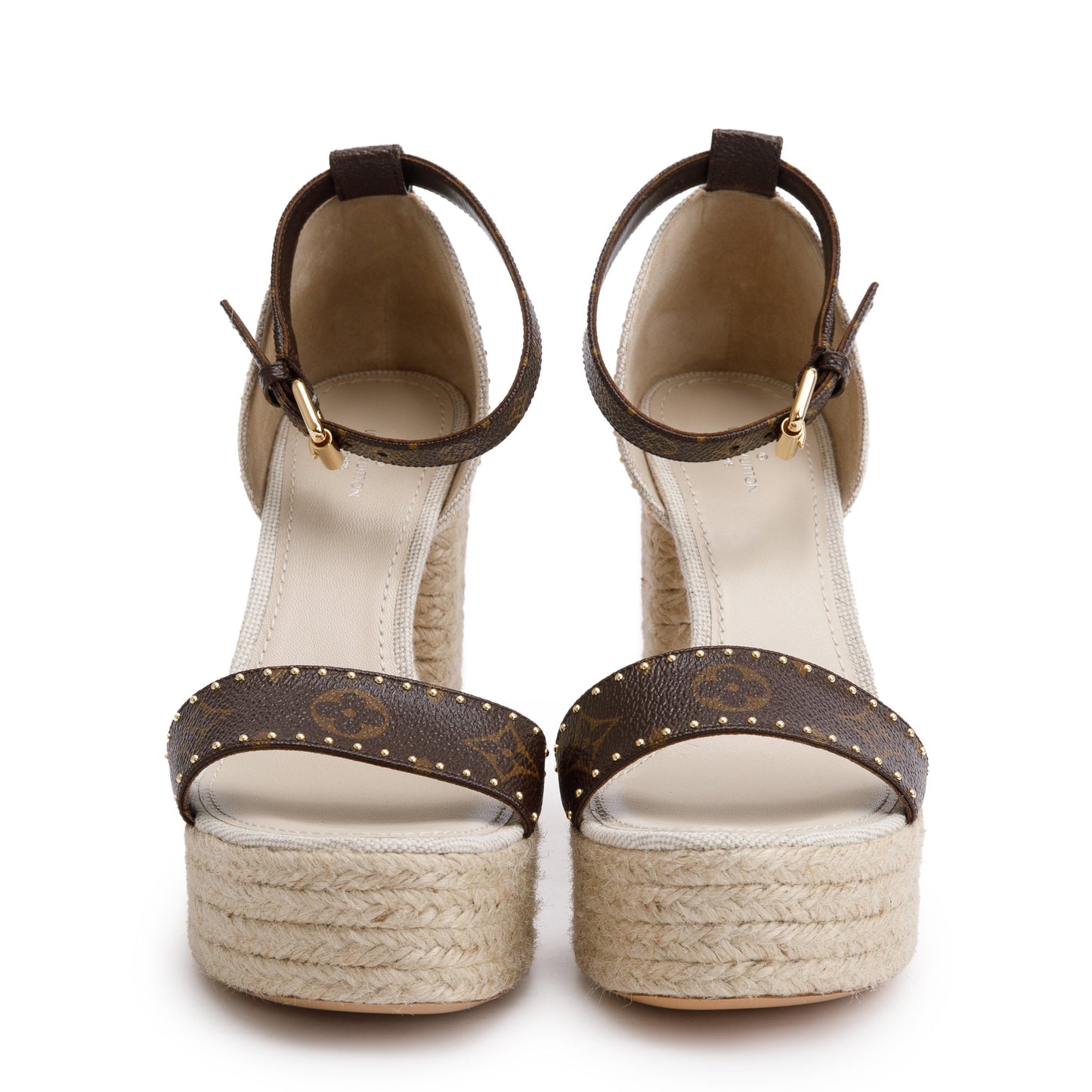 Louis Vuitton 2020 Monogram/Beige Canvas Coastline Wedge Espadrille Sandals, Size 39