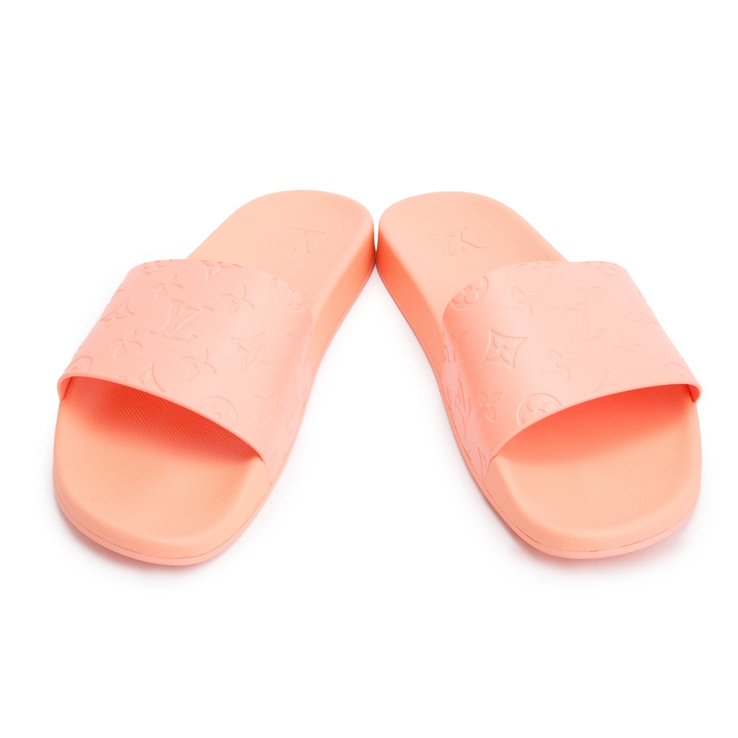 Louis Vuitton 2020 Peach Monogram Rubber Water Font Mule, Size 12