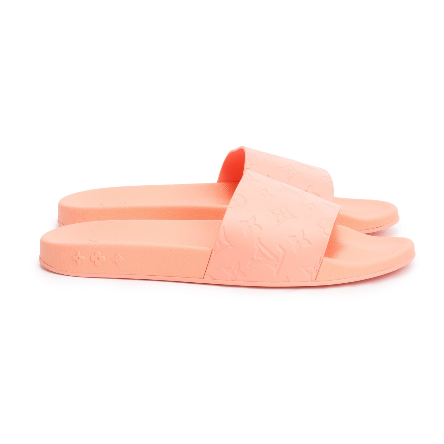 Louis Vuitton 2020 Peach Monogram Rubber Water Font Mule, Size 12