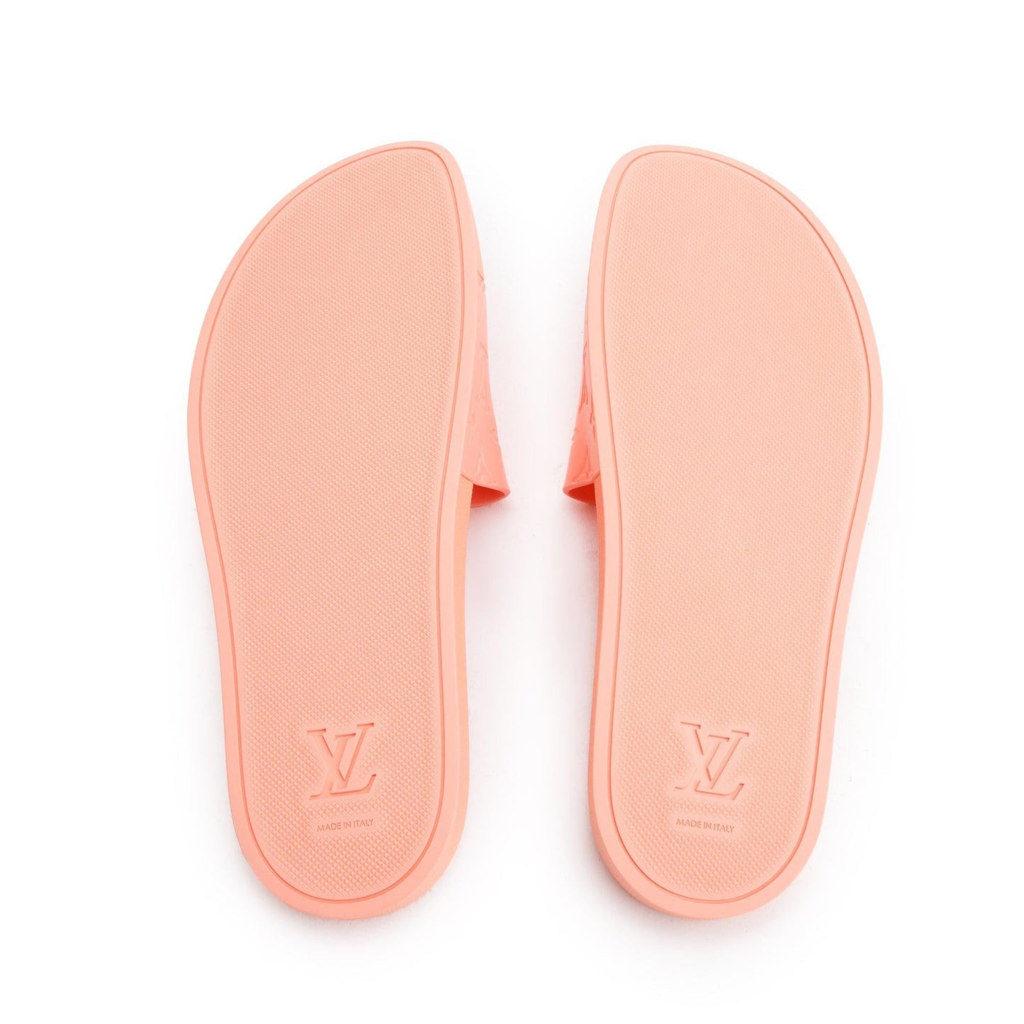 Louis Vuitton 2020 Peach Monogram Rubber Water Font Mule, Size 12