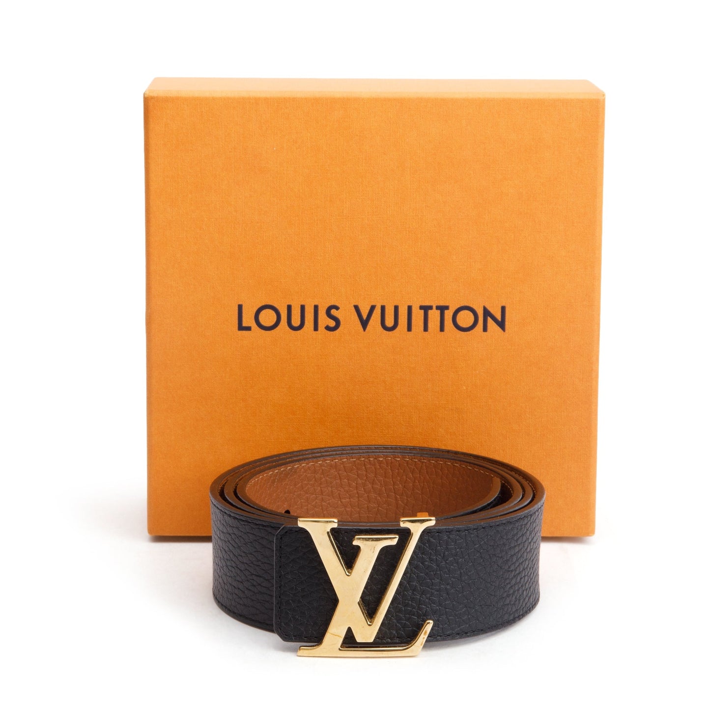Louis Vuitton 2021 Black & Brown Taurillon Leather LV Initials 40 MM Reversible Belt 95 38
