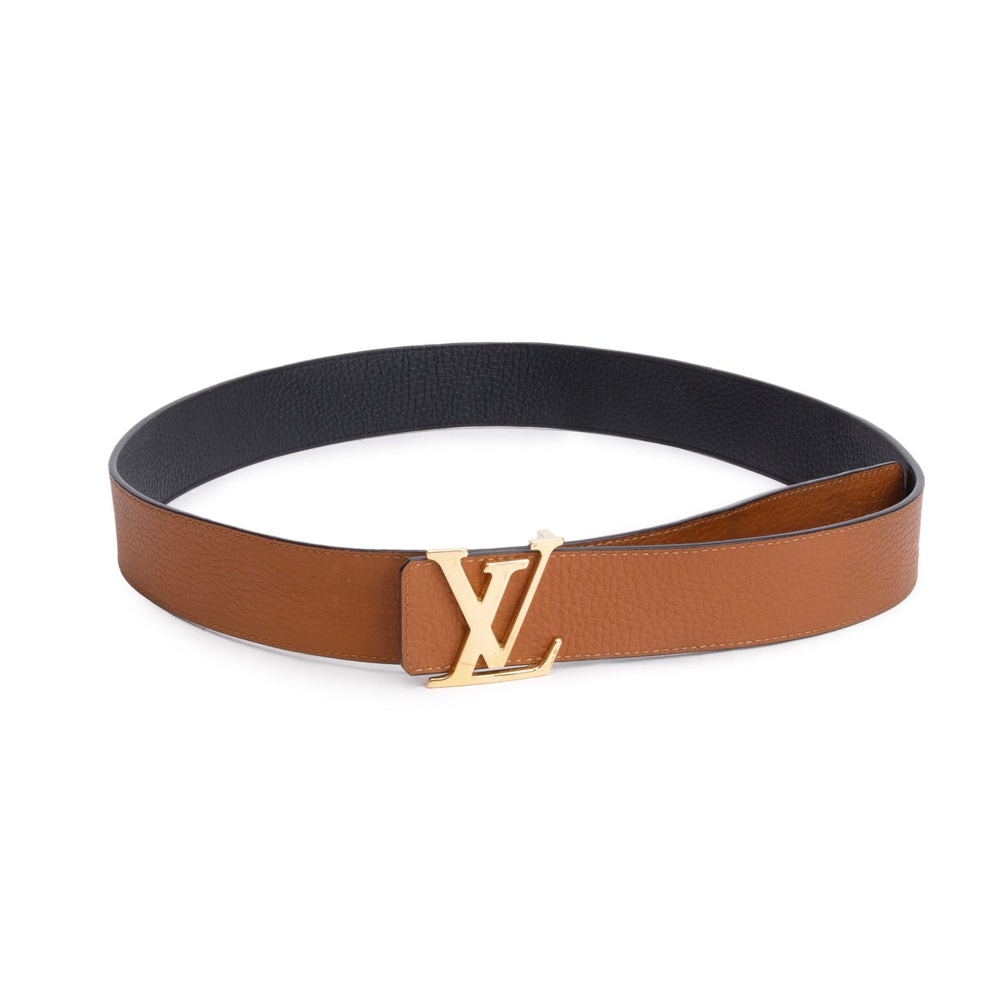 Louis Vuitton 2021 Black & Brown Taurillon Leather LV Initials 40 MM Reversible Belt 95 38