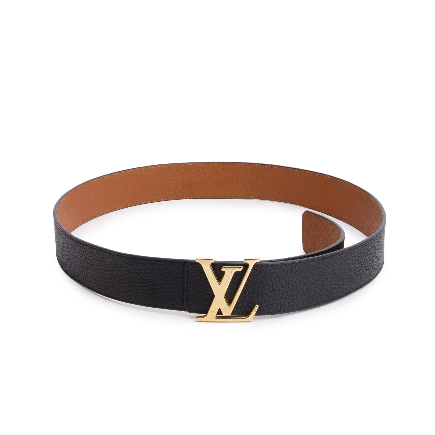 Louis Vuitton 2021 Black & Brown Taurillon Leather LV Initials 40 MM Reversible Belt 95 38