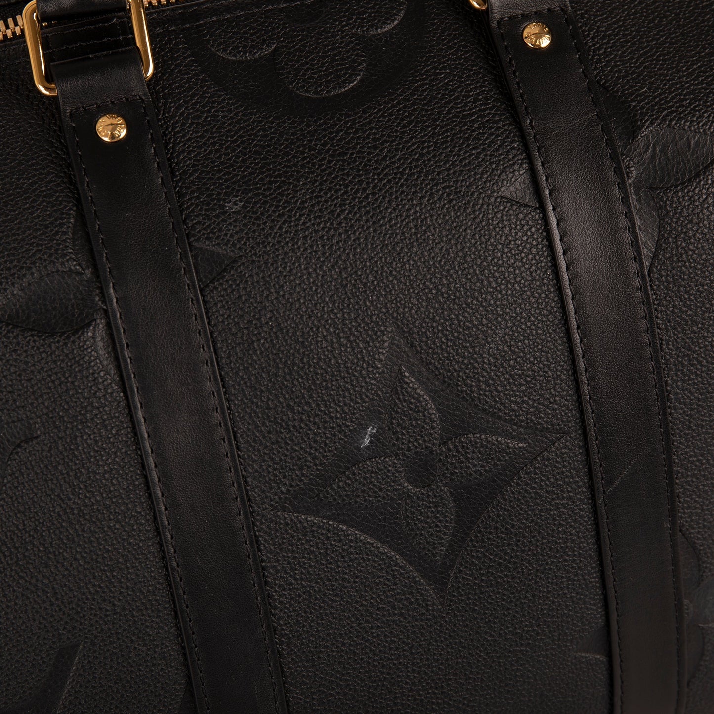 Louis Vuitton 2021 Black Monogram Empreinte Giant Leather Keepall Bandouliere 45