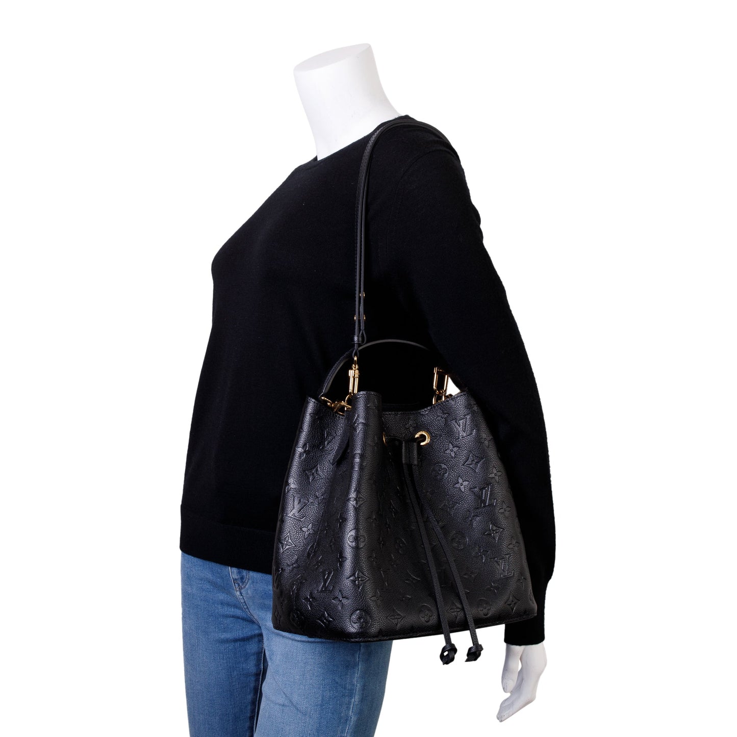 Louis Vuitton 2021 Black Monogram Empreinte Leather Neonoe MM