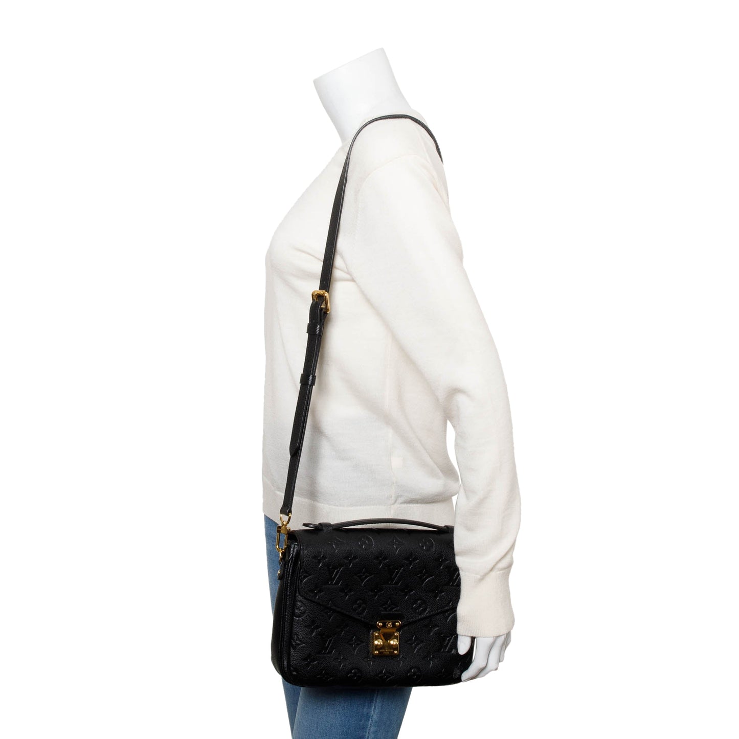 Louis Vuitton 2021 Black Monogram Empreinte Leather Pochette Metis