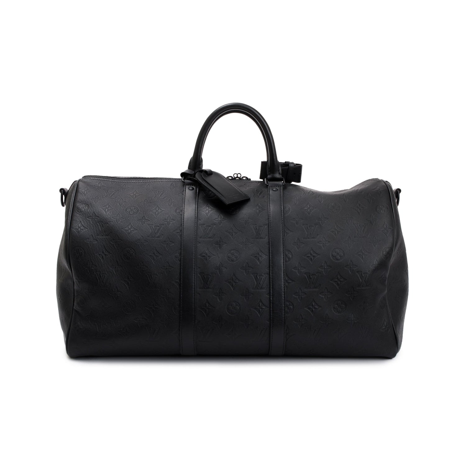 Louis Vuitton 2021 Black Monogram Shadow Embossed Keepall Bandouliere 50