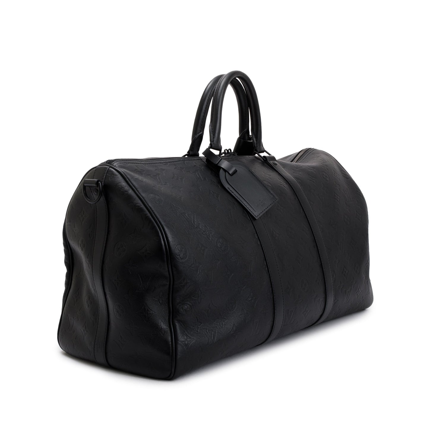 Louis Vuitton 2021 Black Monogram Shadow Embossed Keepall Bandouliere 50