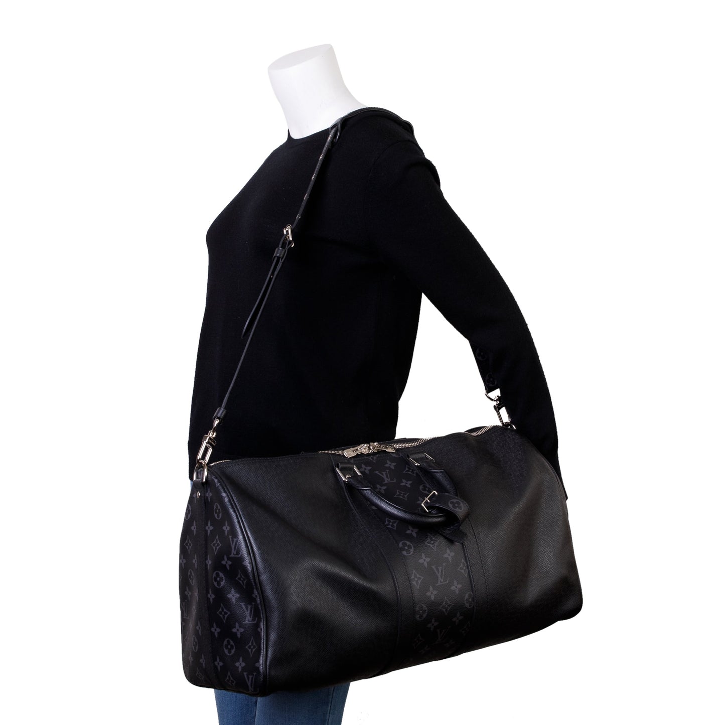Louis Vuitton 2021 Black Taigarama Keepall Bandouliere 50