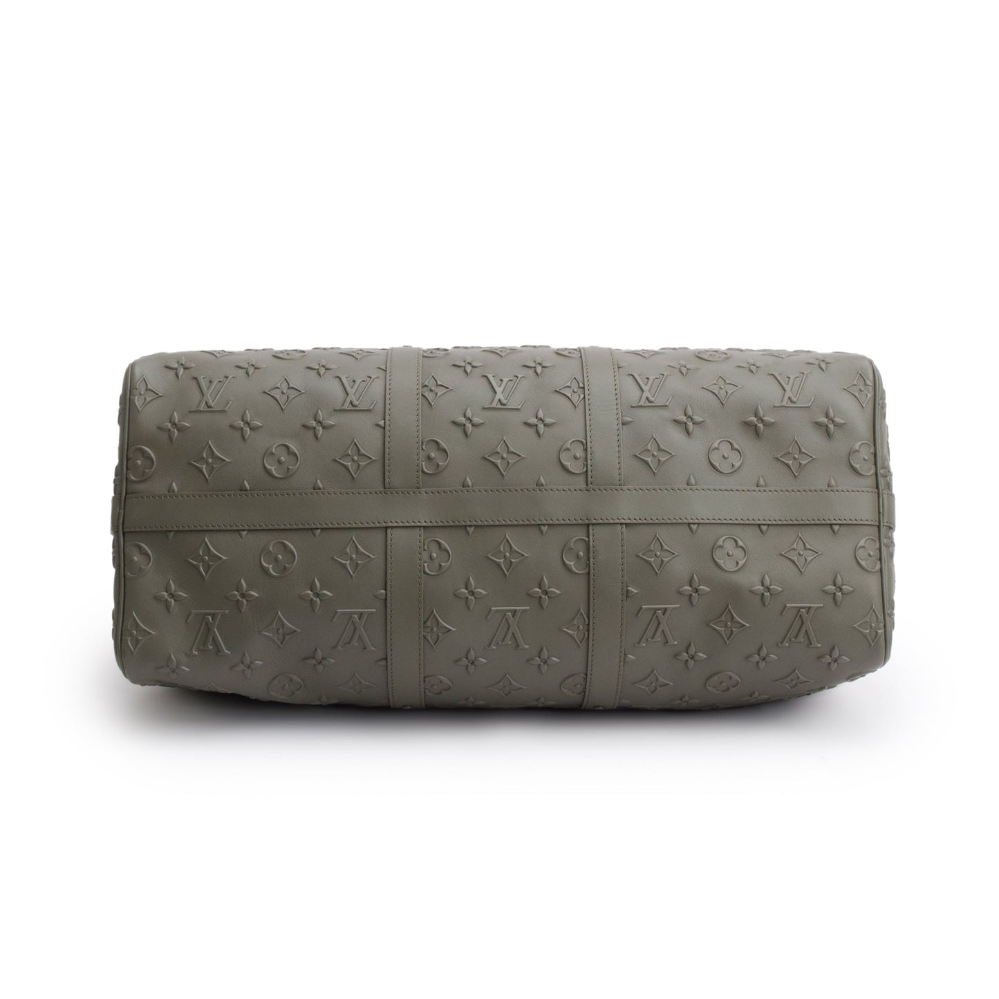 Louis Vuitton 2021 Khaki Monogram Seal Leather Keepall Bandouliere 50