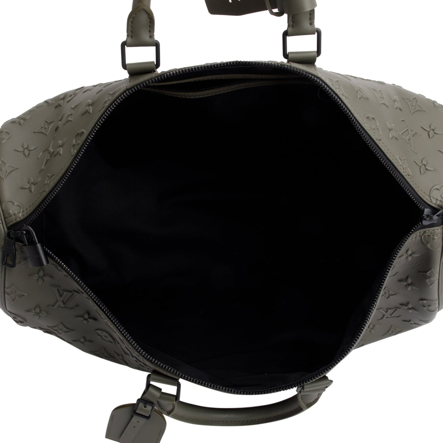 Louis Vuitton 2021 Khaki Monogram Seal Leather Keepall Bandouliere 50