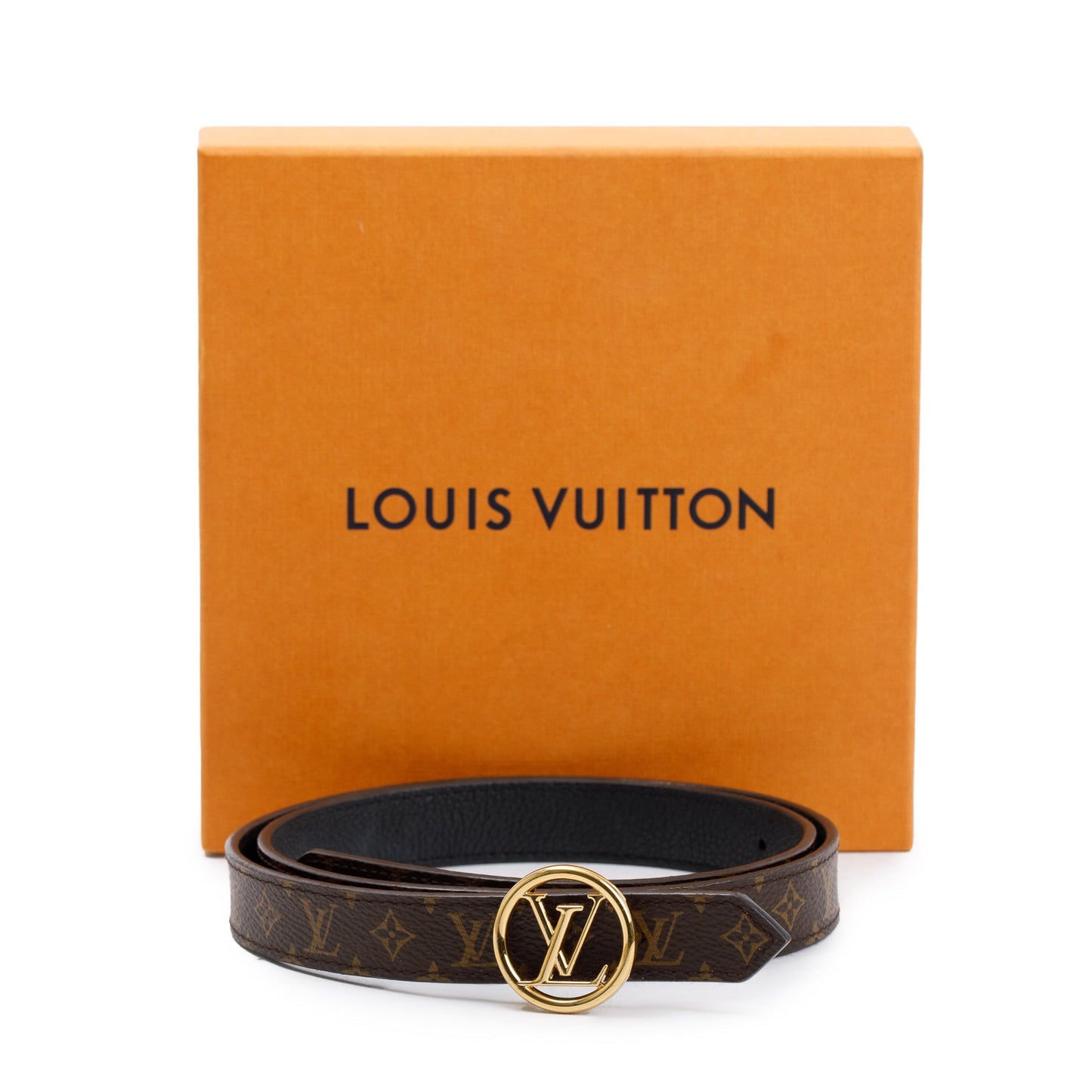 Louis Vuitton 2021 Monogram Canvas & Black Leather Circle LV 20 MM Reversible Belt, Size 75 30