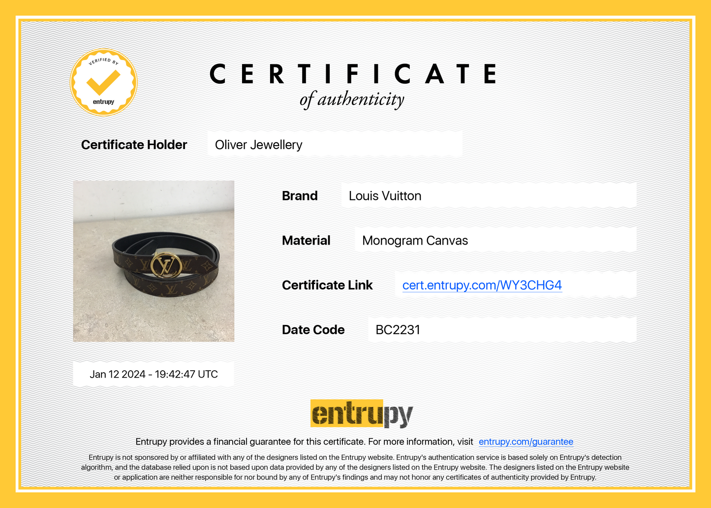 Louis Vuitton 2021 Monogram Canvas & Black Leather Circle LV 20 MM Reversible Belt, Size 75 30